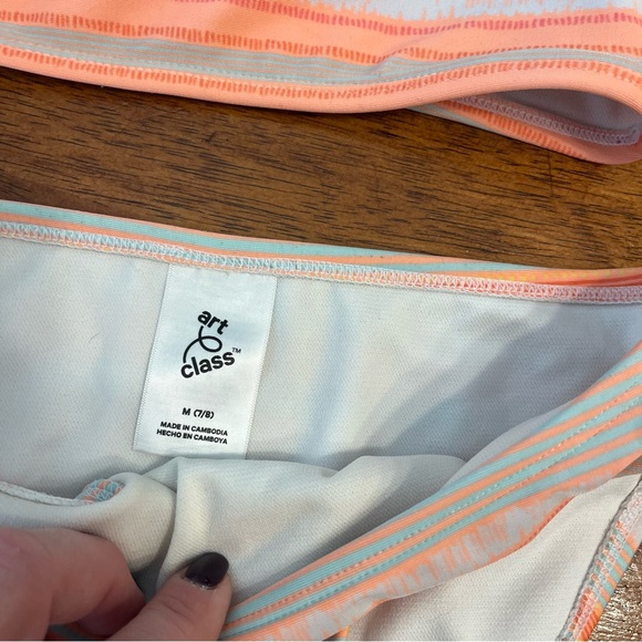 Art Class Orange White striped 2 pc Bikini Set size medium 7/8 - Picture 2 of 4